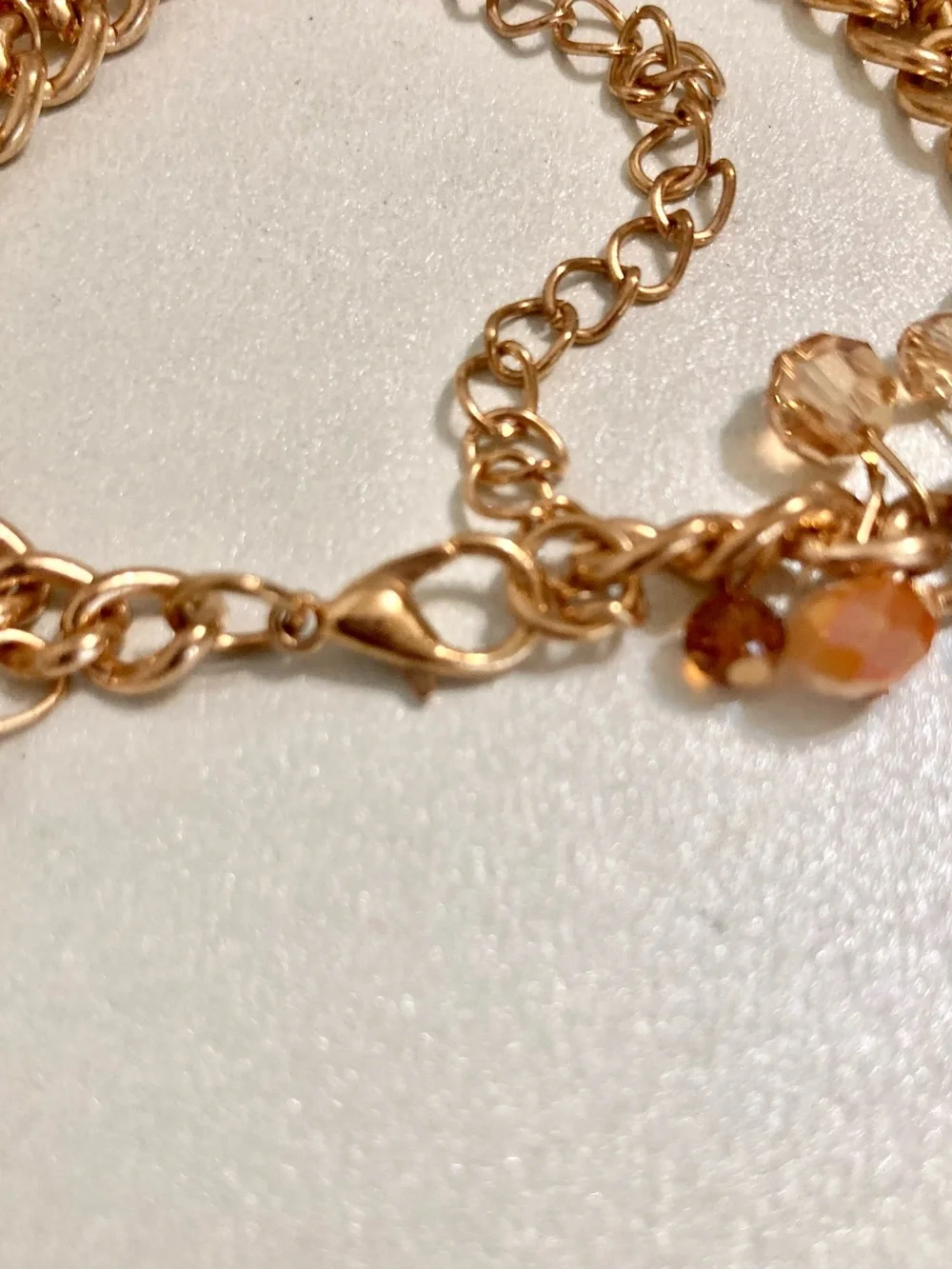 Gold tone Chain beaded Bracelet with Peach and Amber colored Beads jewelry